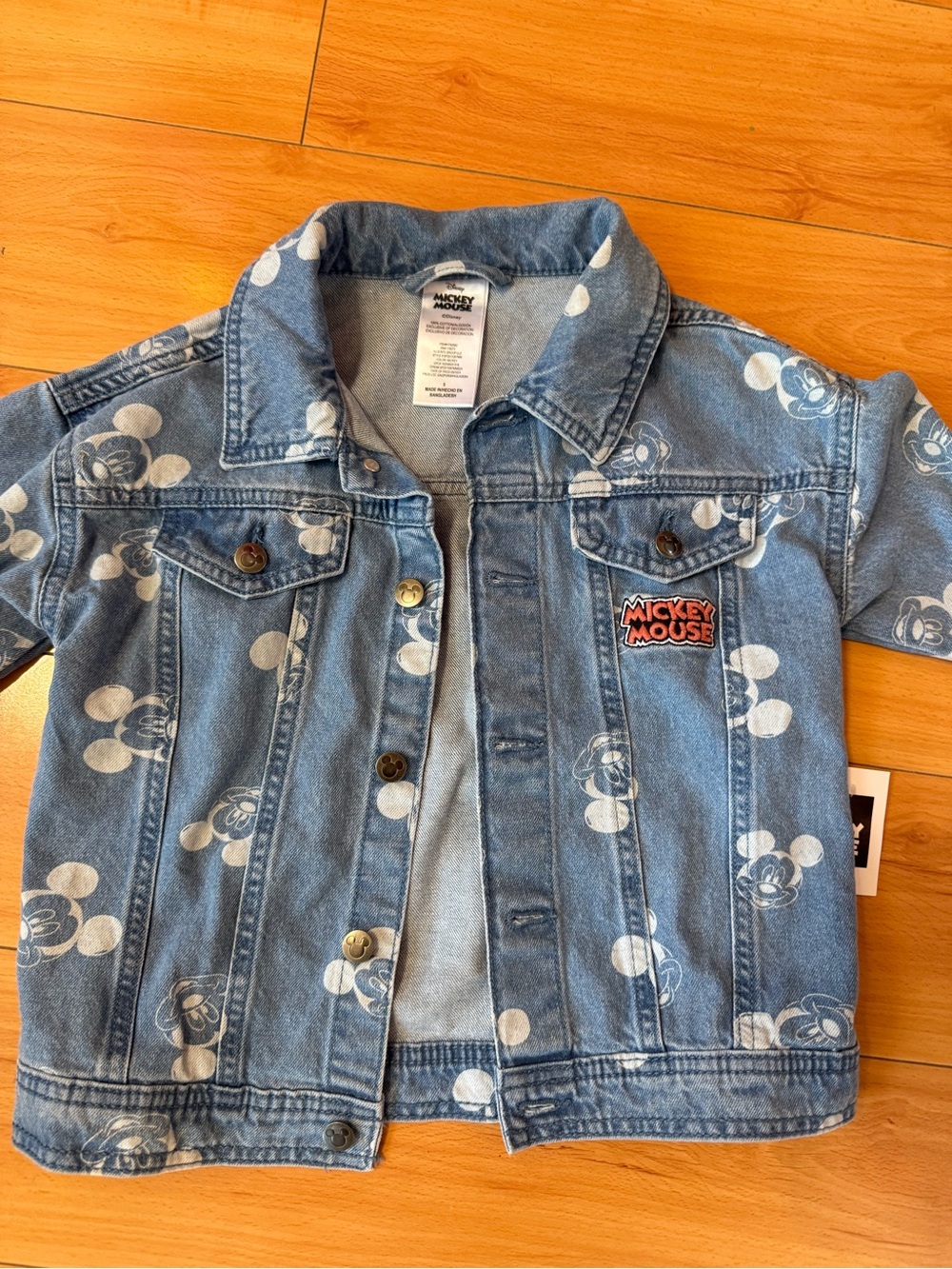 Unisex Disney Light Blue Mickey Mouse Denim Jacket in Size 5